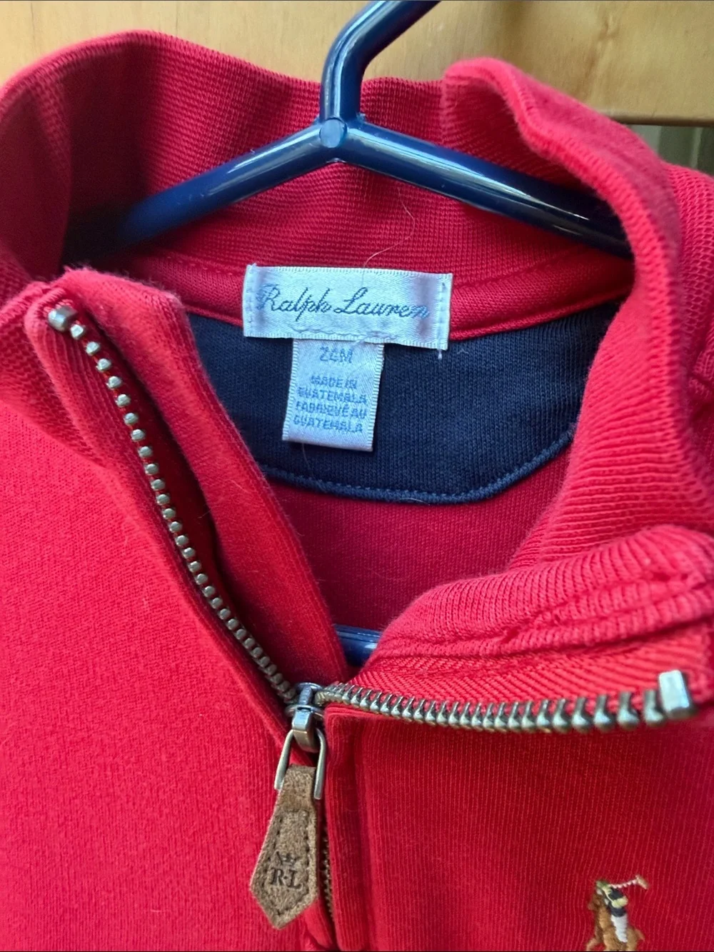 Ralph Lauren Bright Red Baby Half-Zip Sweatshirt - 24 Months